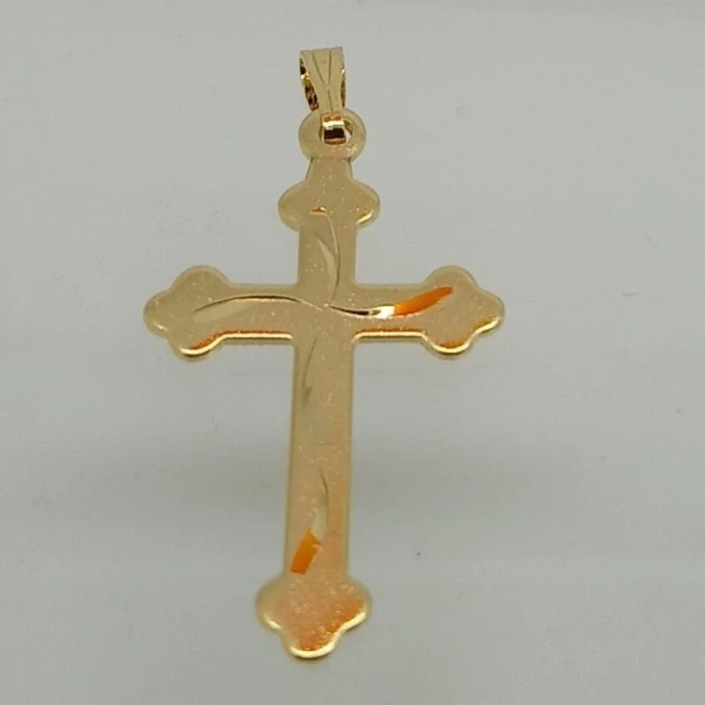 Karatbond Vintage Gold Y2K Diamond Cut Cross Necklace Pendant Made USA NOS New
